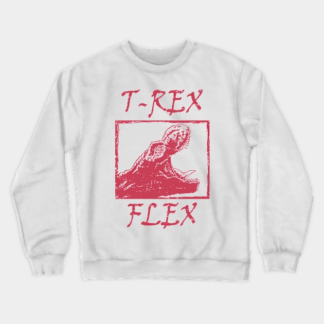 T-Rex Flex Dino Distressed Retro Red Crewneck Sweatshirt by ebayson74@gmail.com